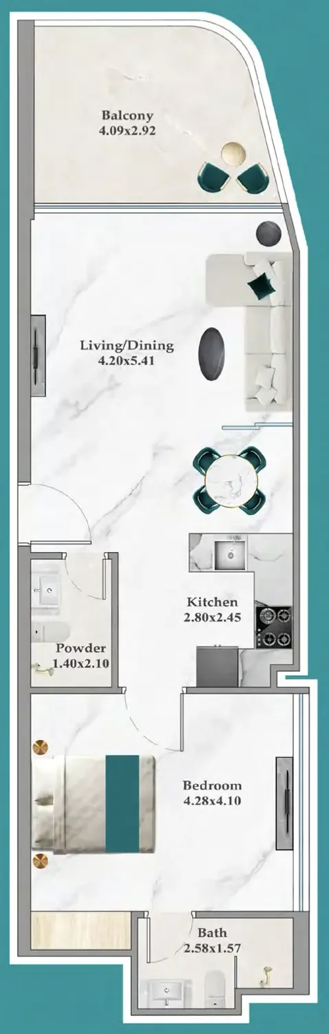 1 bedroom layout