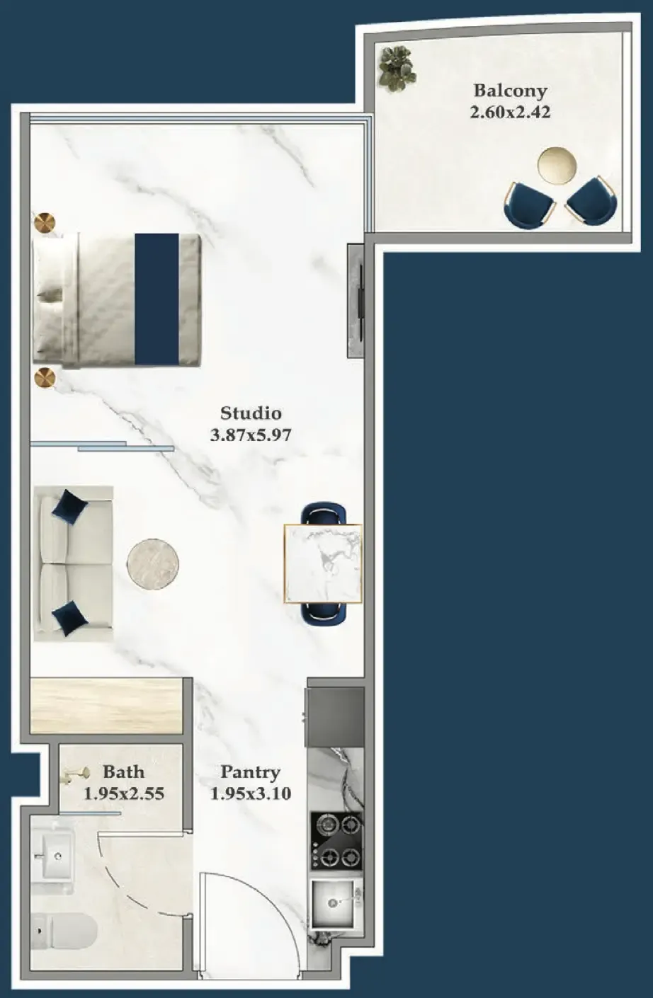 0 bedroom layout