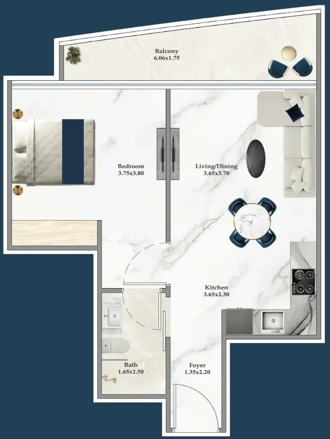 1 bedroom layout