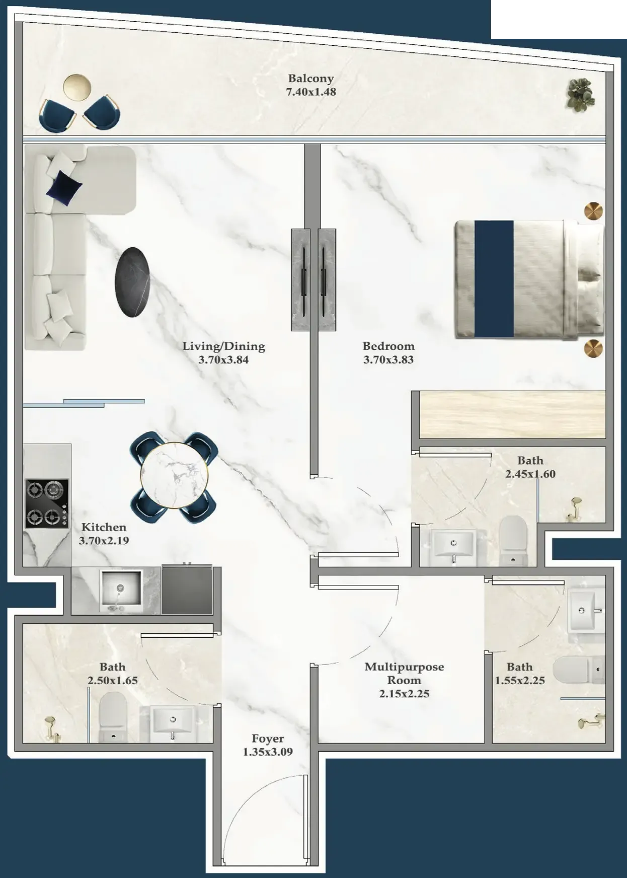 1 bedroom layout