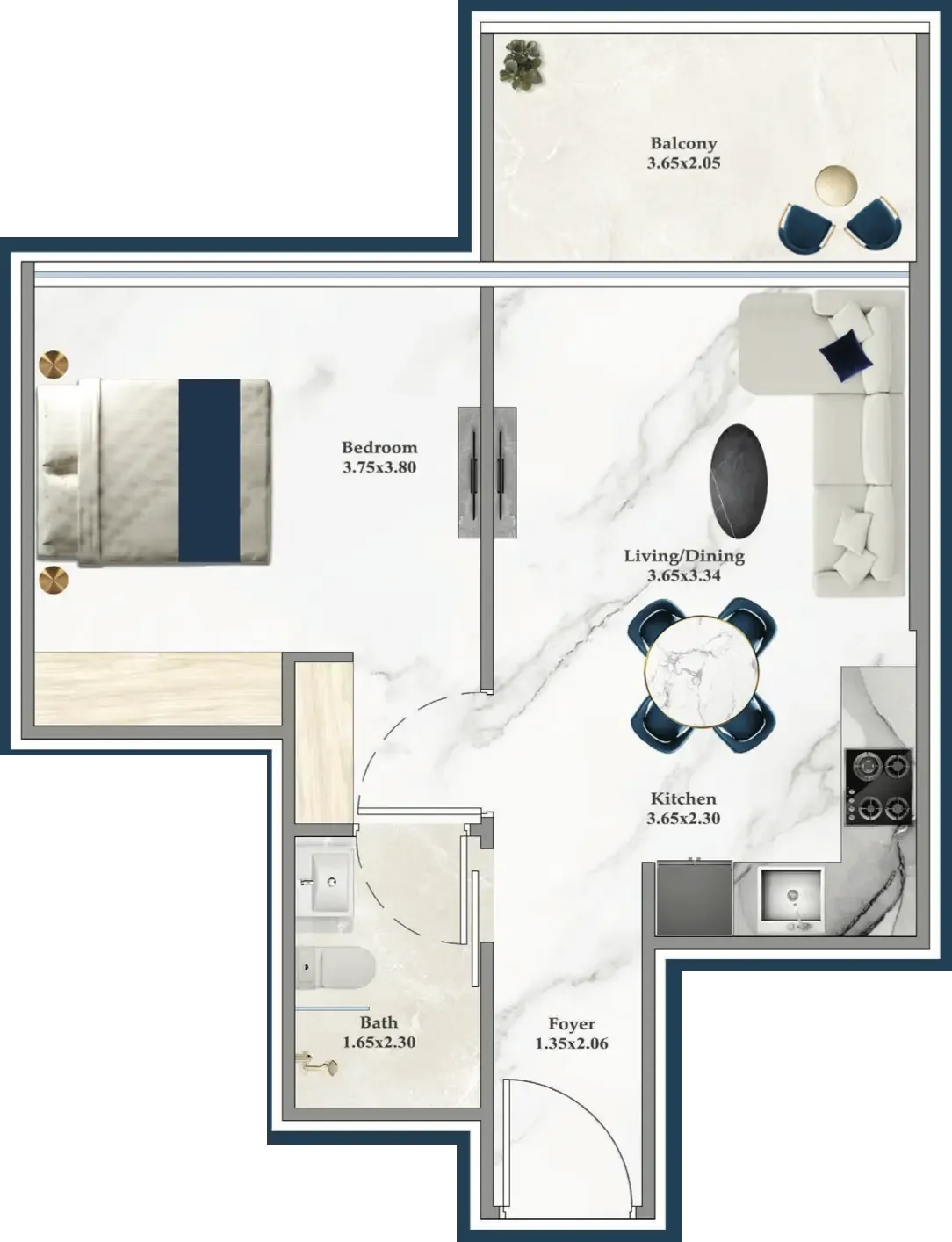 1 bedroom layout