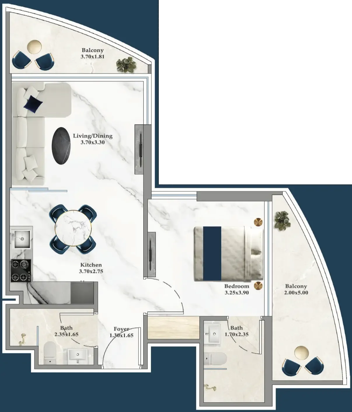 1 bedroom layout