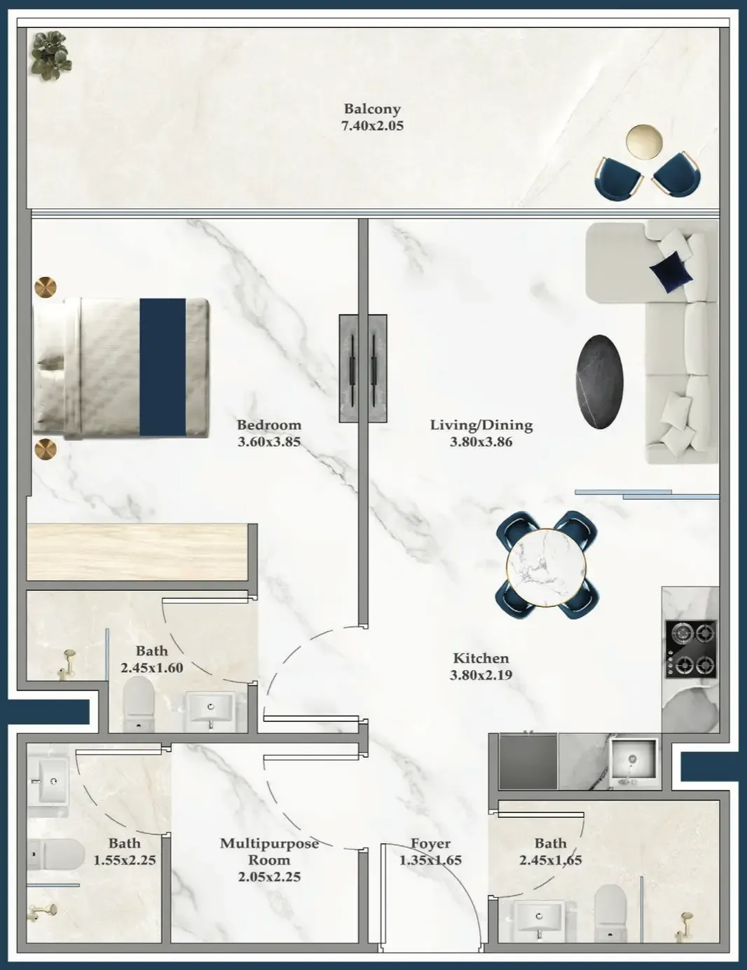 1 bedroom layout