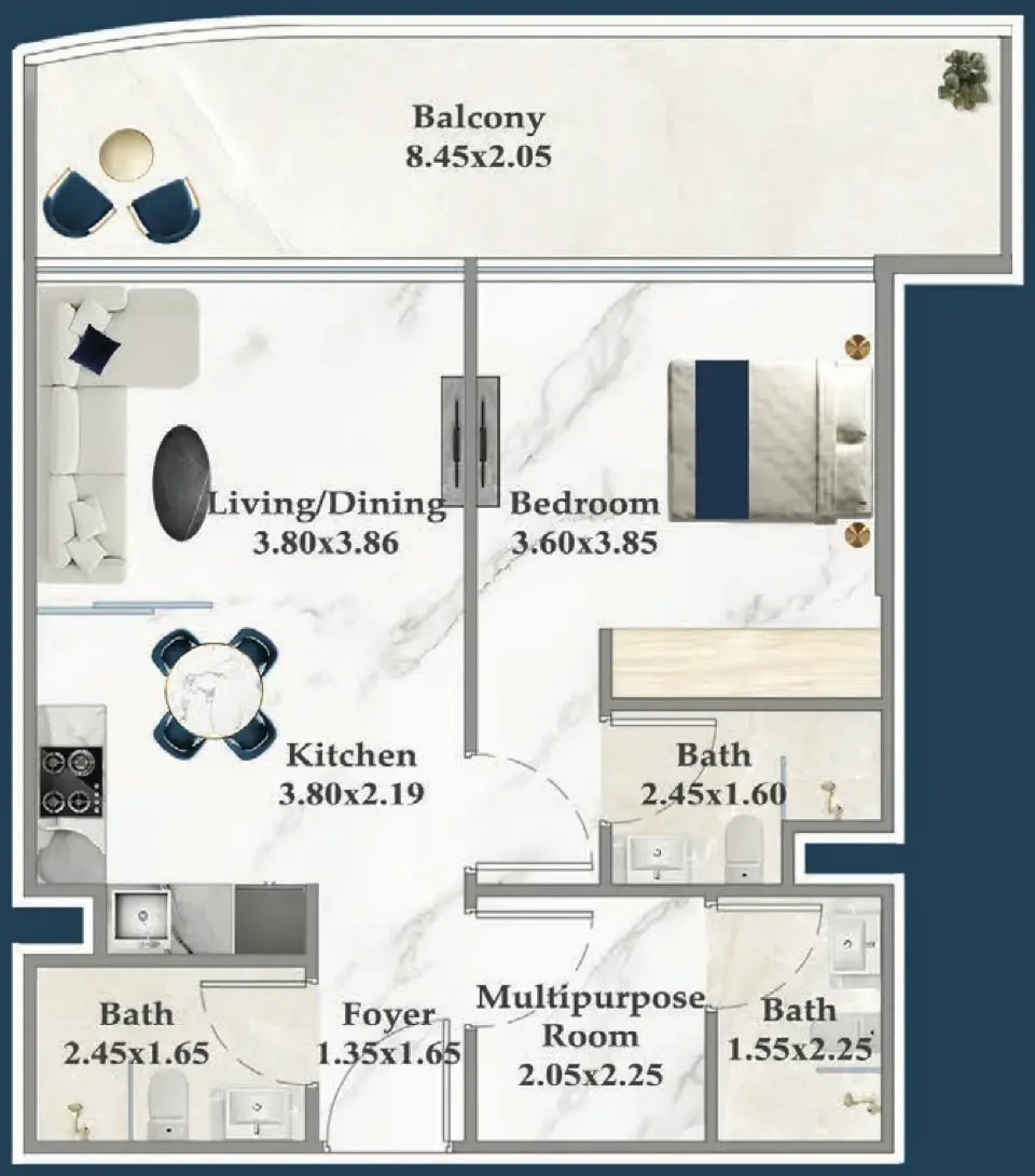 1 bedroom layout