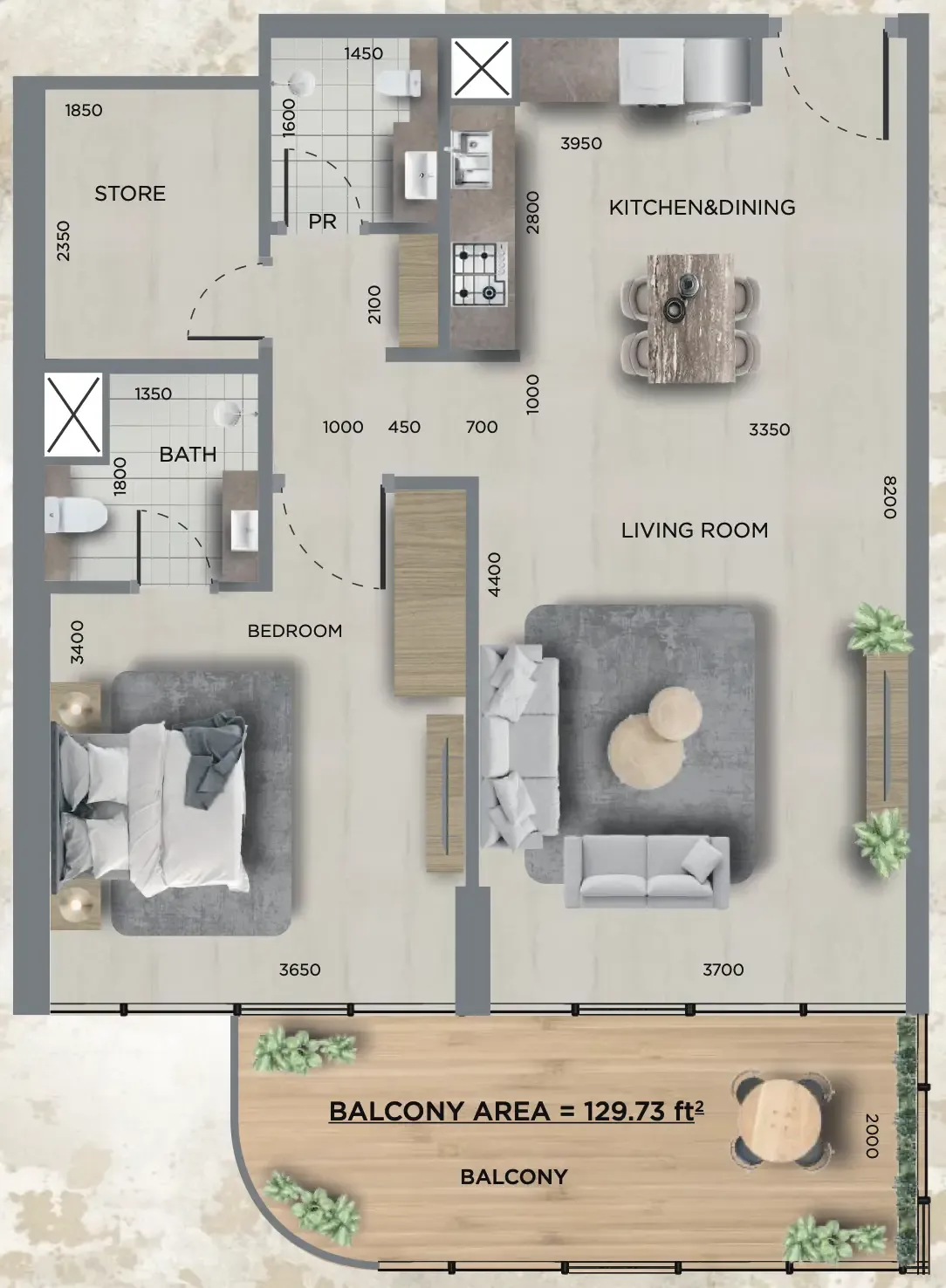 1 bedroom layout