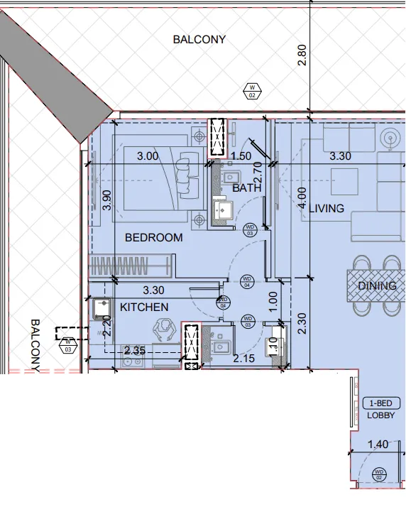 1 bedroom layout