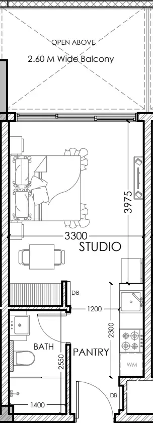 0 bedroom layout