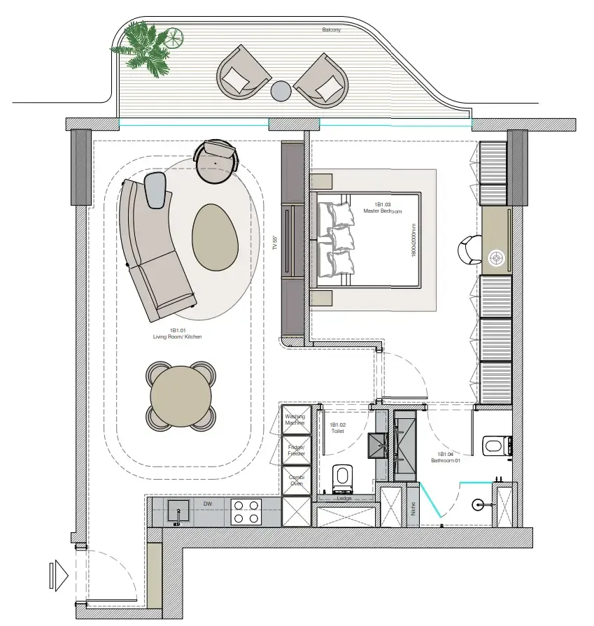 1 bedroom layout