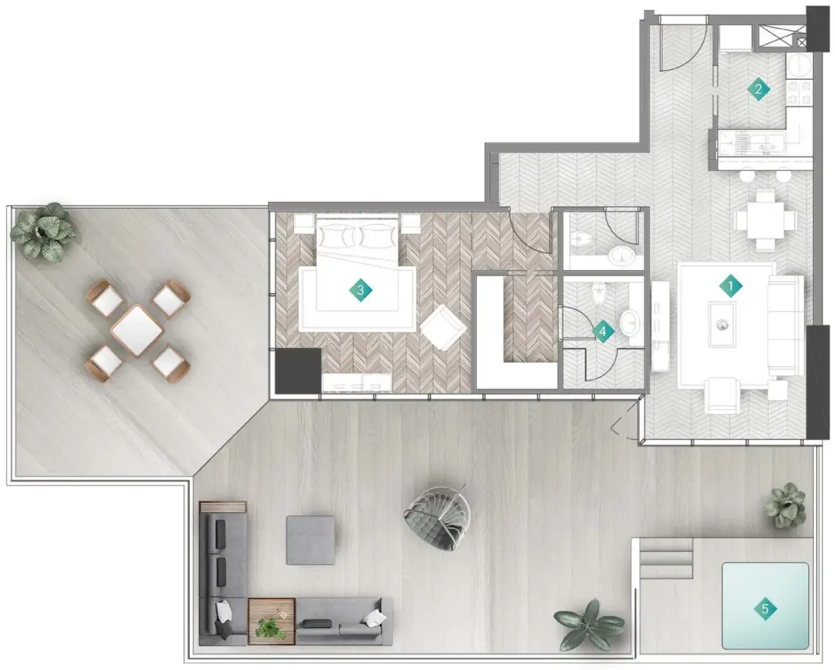 1 bedroom layout