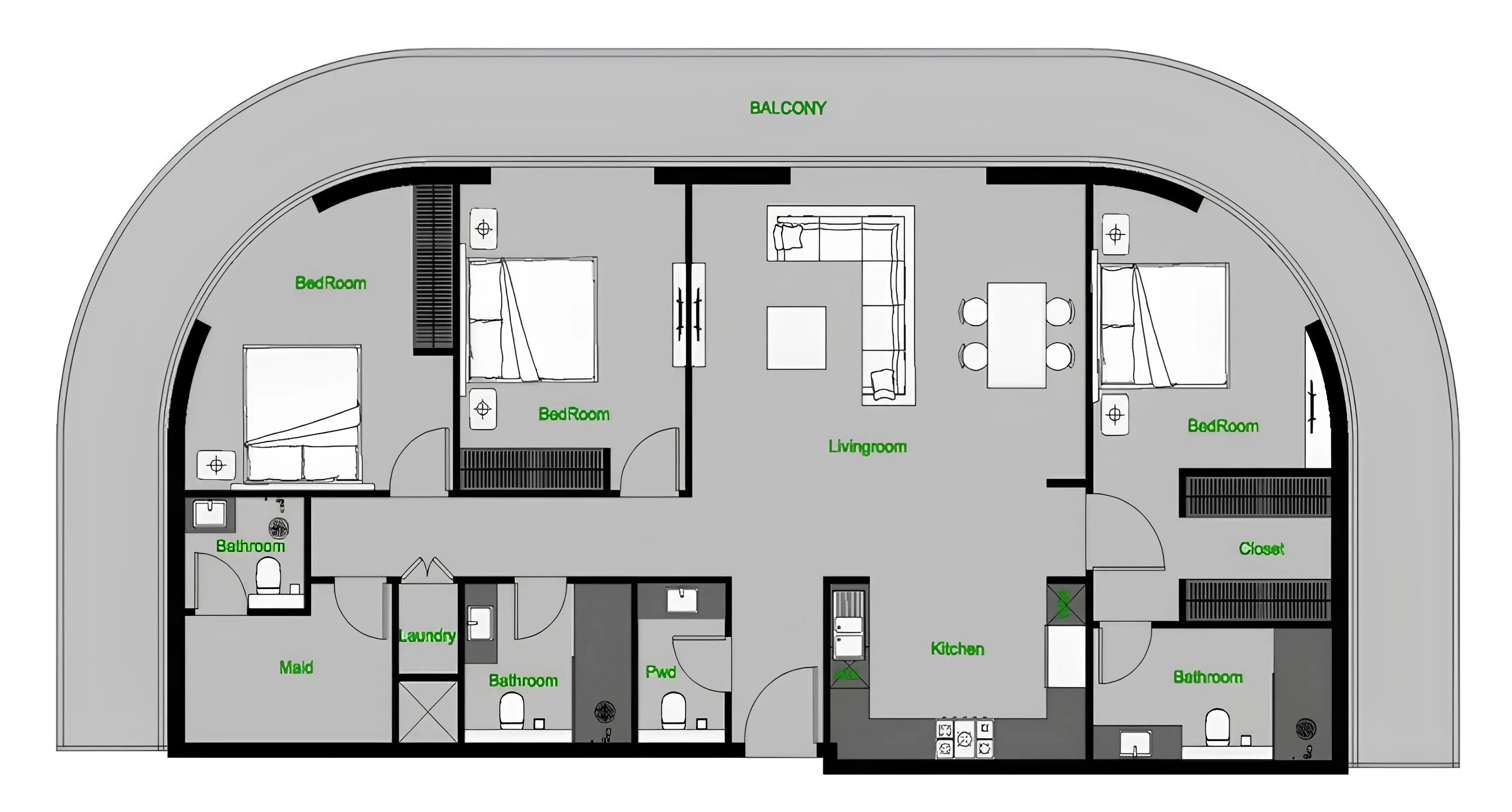 3 bedroom layout