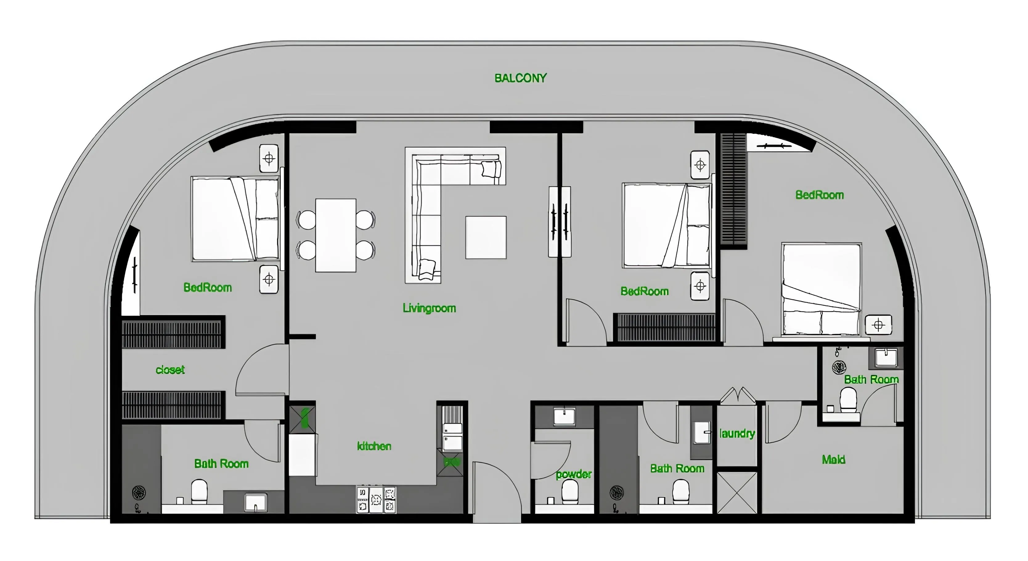 3 bedroom layout