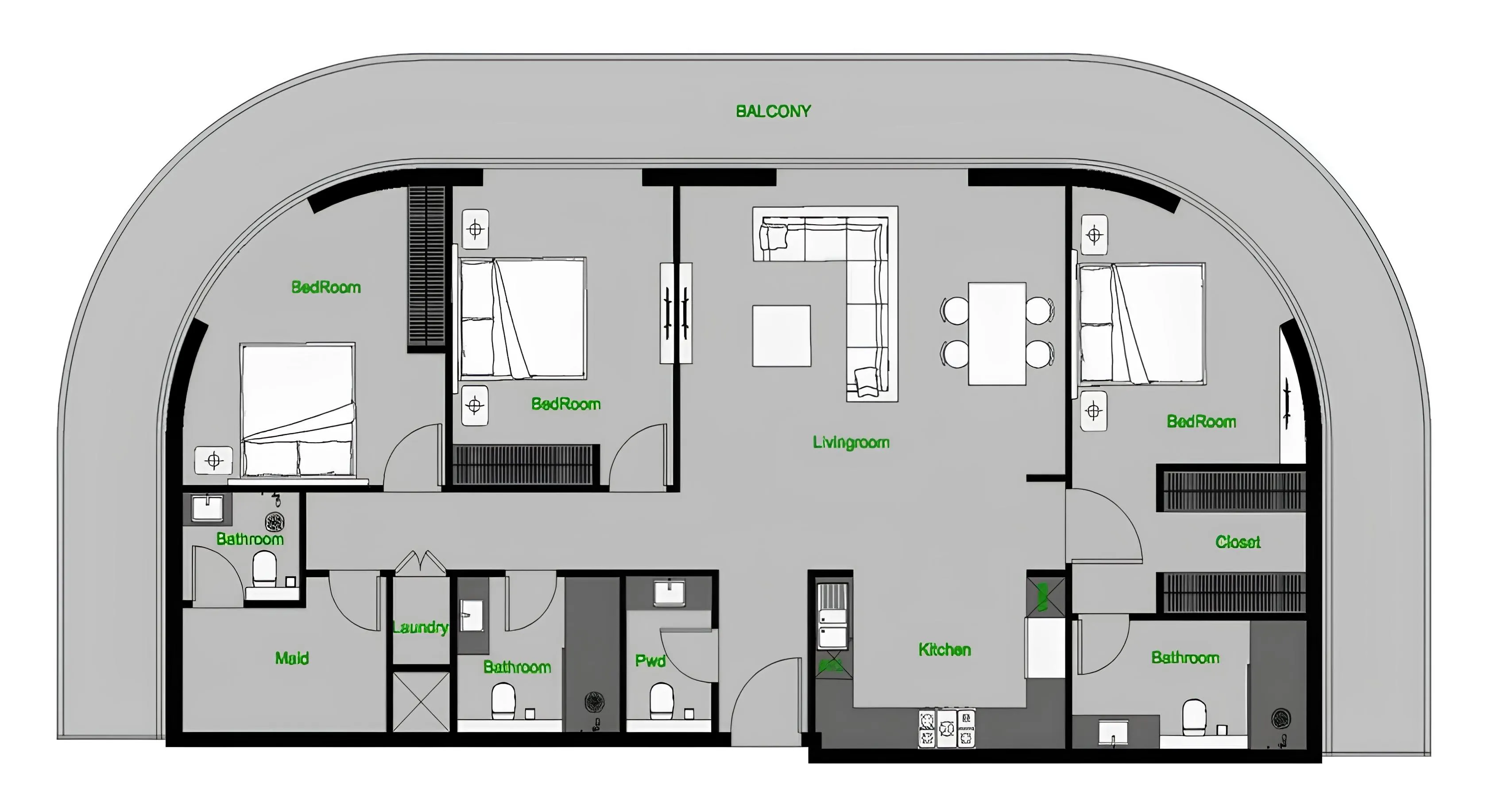 3 bedroom layout