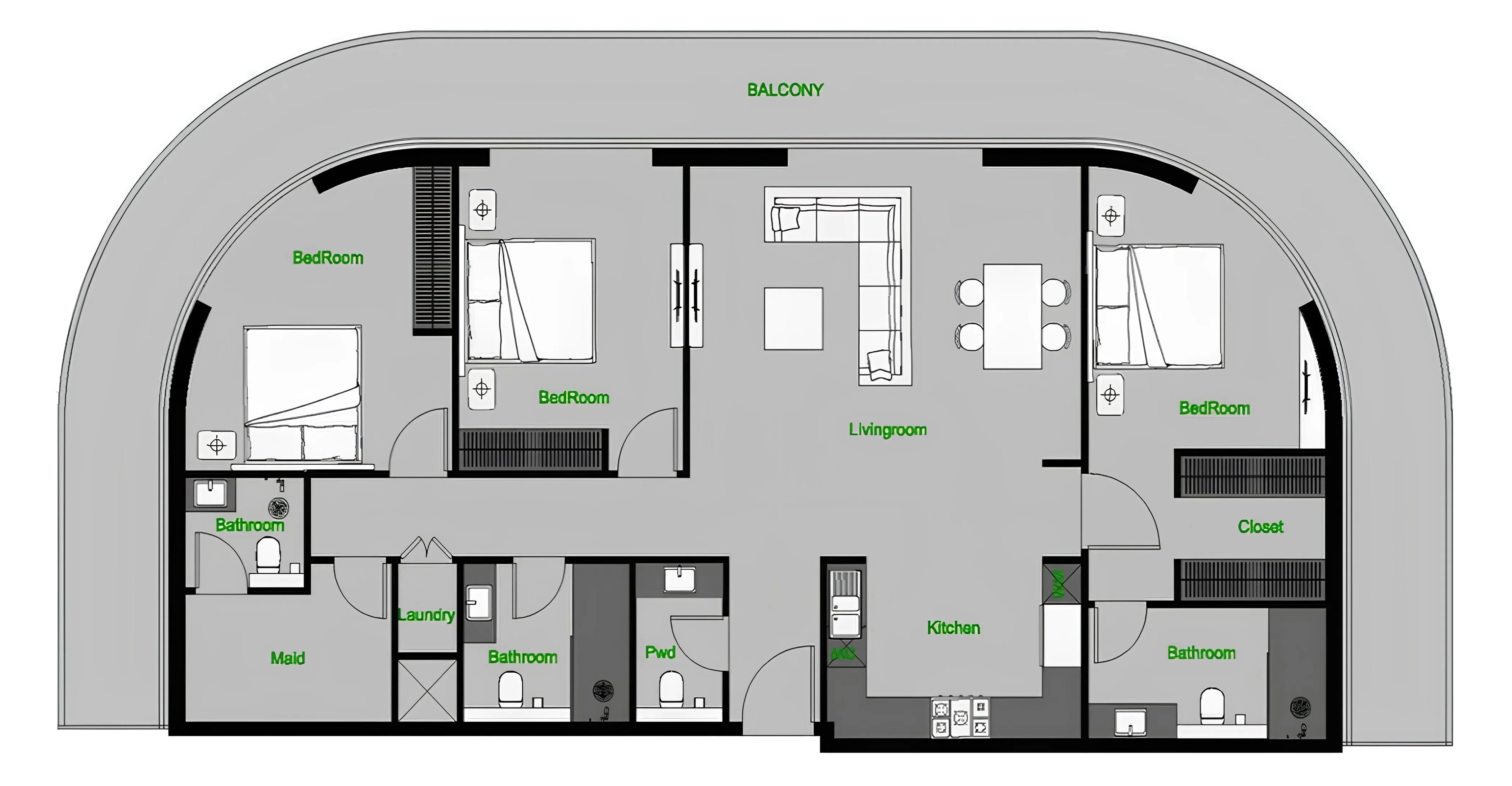 3 bedroom layout