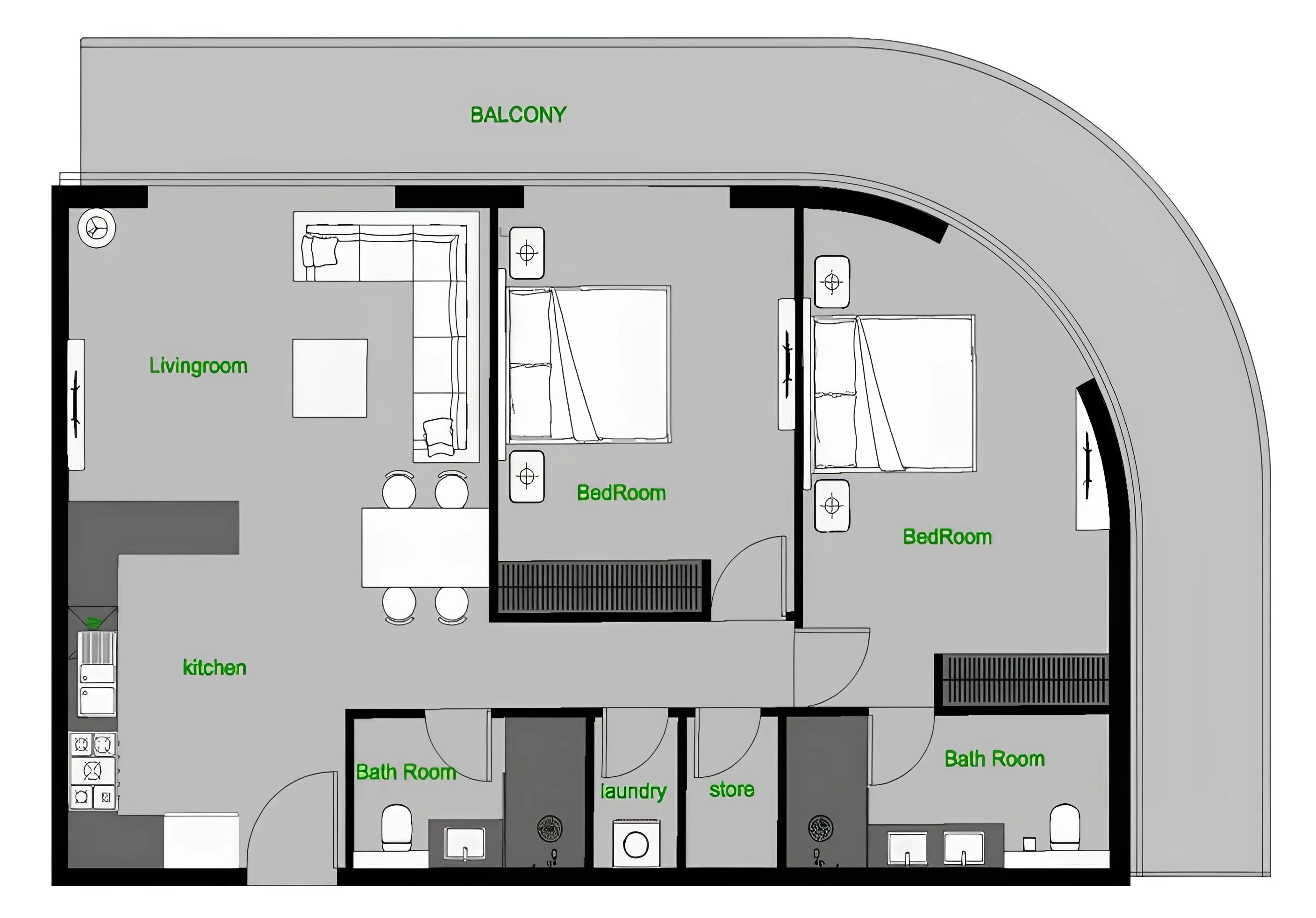 2 bedroom layout