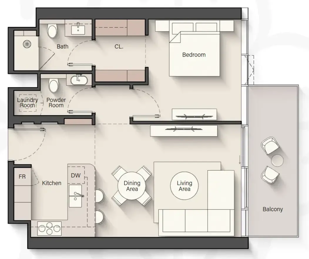1 bedroom layout