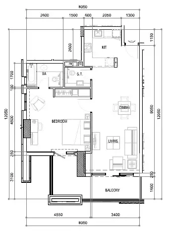 1 bedroom layout