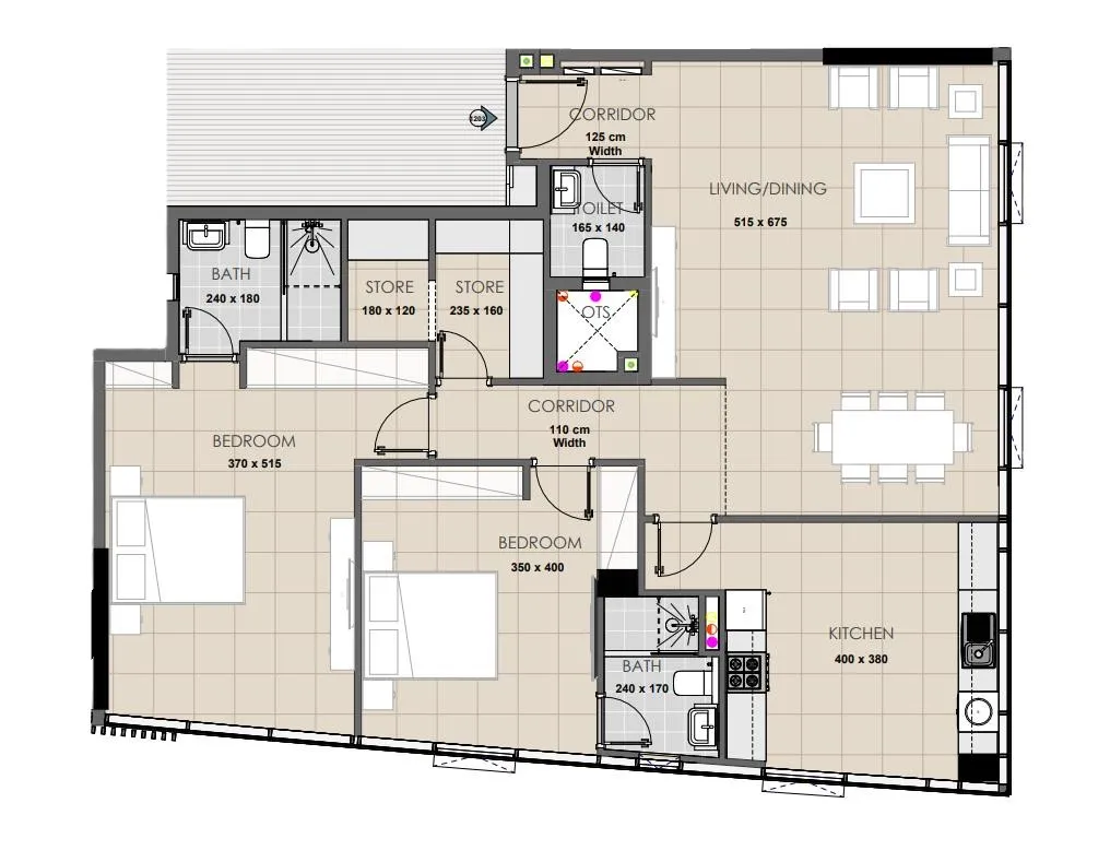 2 bedroom layout