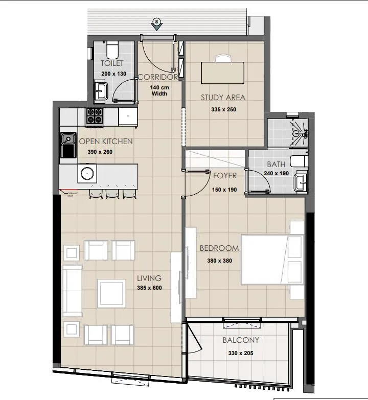 1 bedroom layout