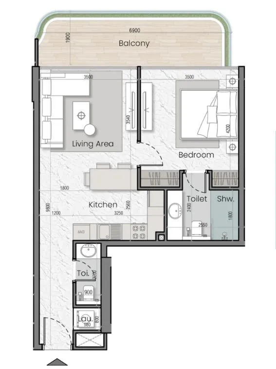 1 bedroom layout