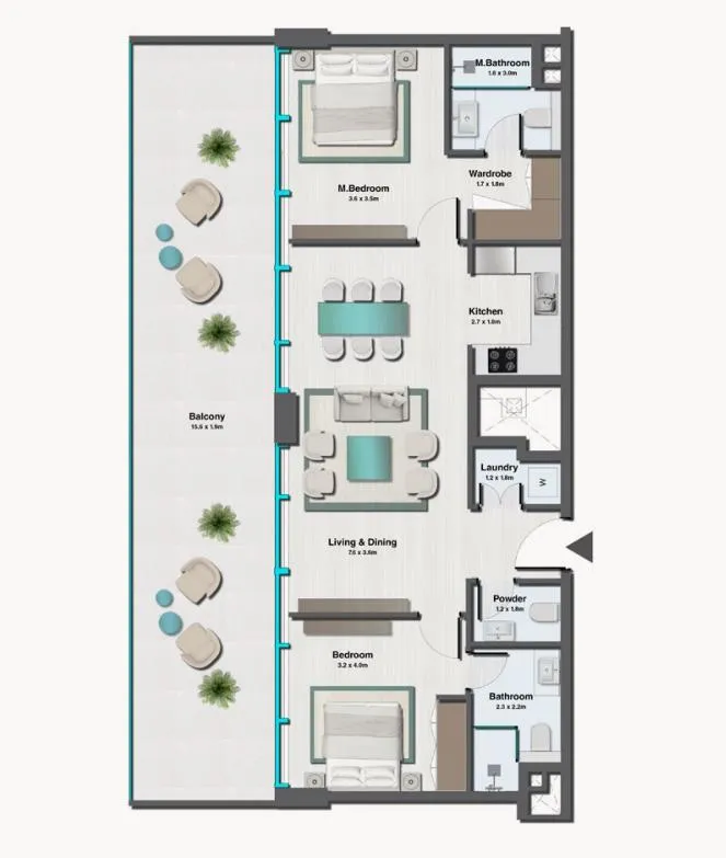 2 bedroom layout