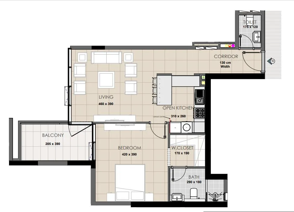 1 bedroom layout