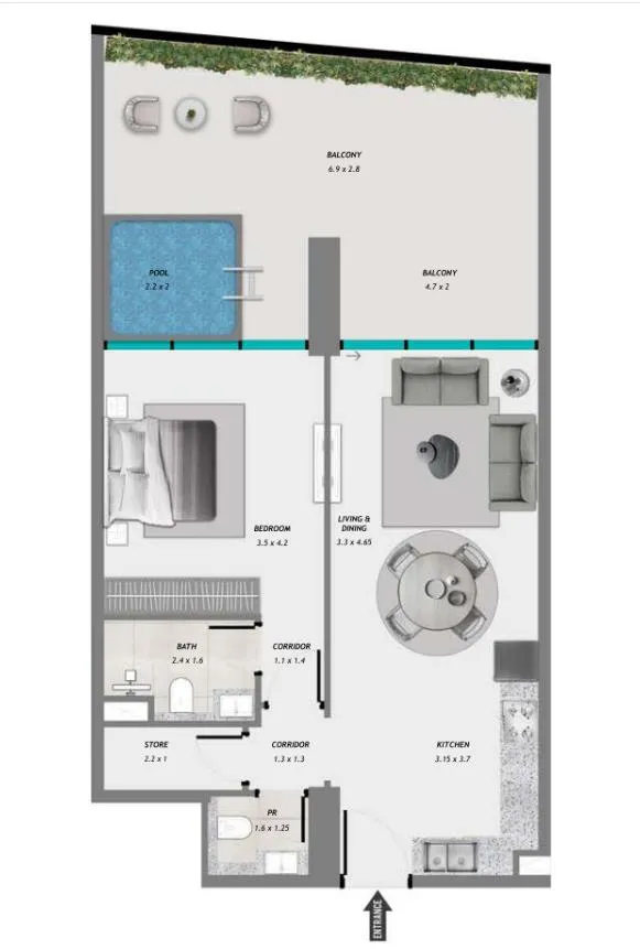1 bedroom layout