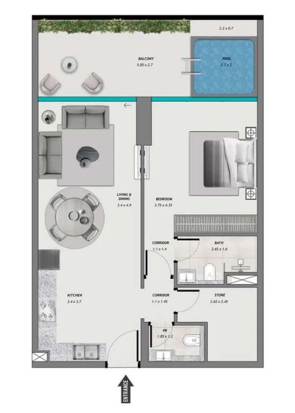 1 bedroom layout