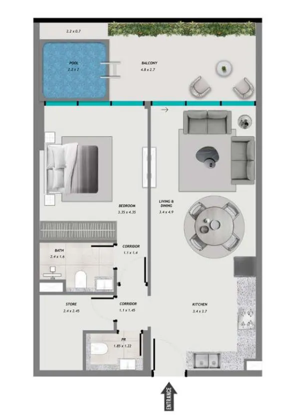 1 bedroom layout