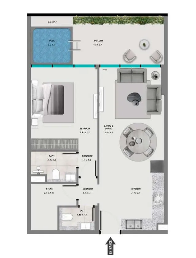 1 bedroom layout
