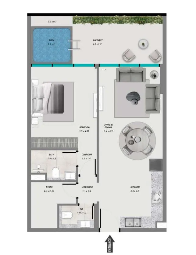 1 bedroom layout