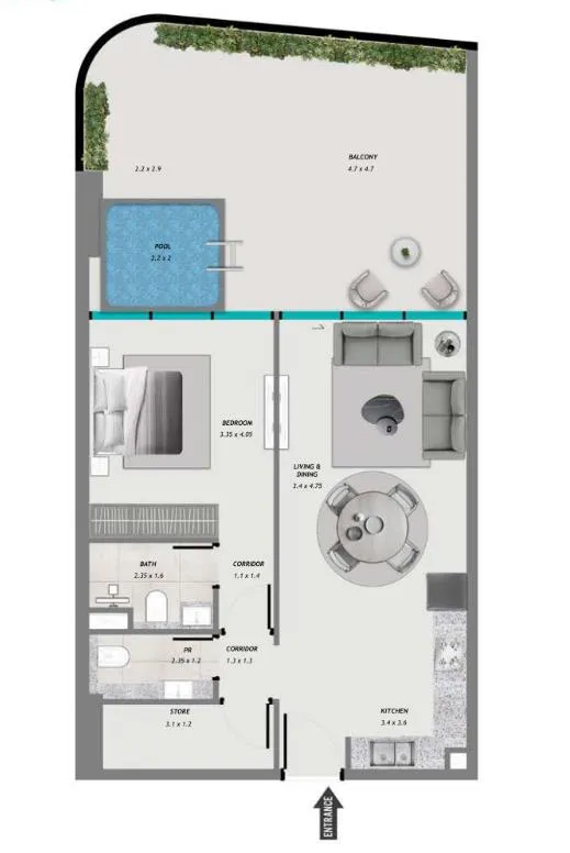 1 bedroom layout