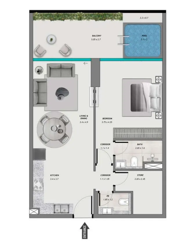 1 bedroom layout