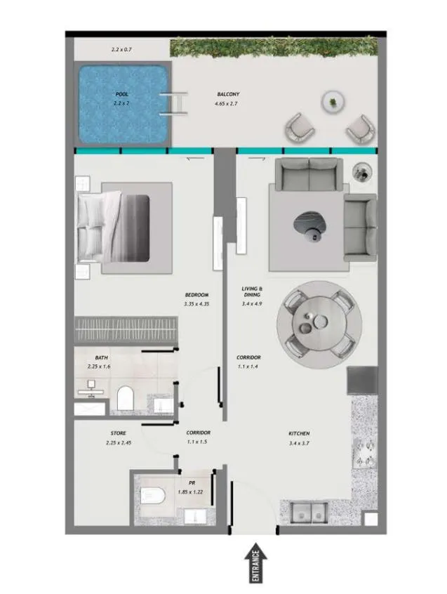 1 bedroom layout