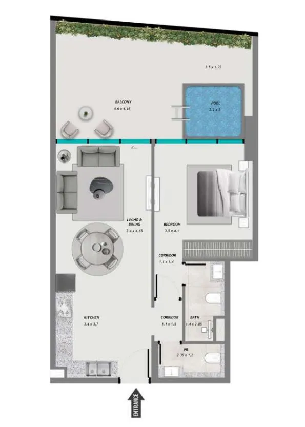 1 bedroom layout