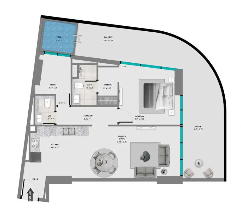 1 bedroom layout
