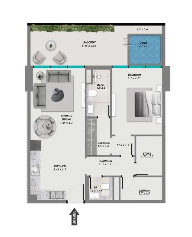 1 bedroom layout