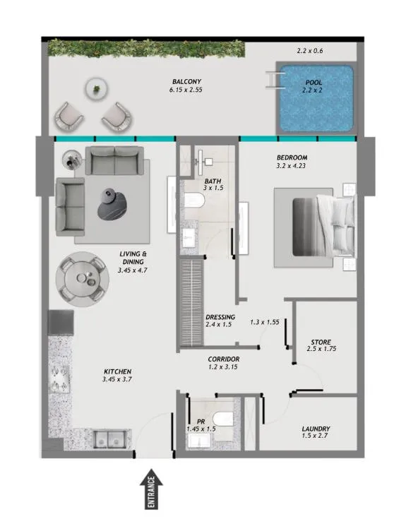 1 bedroom layout