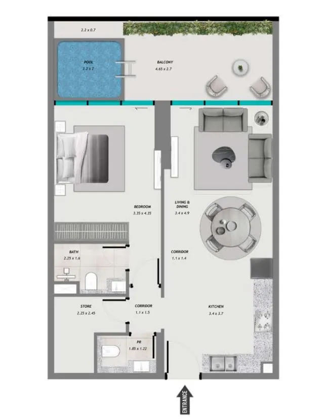 1 bedroom layout
