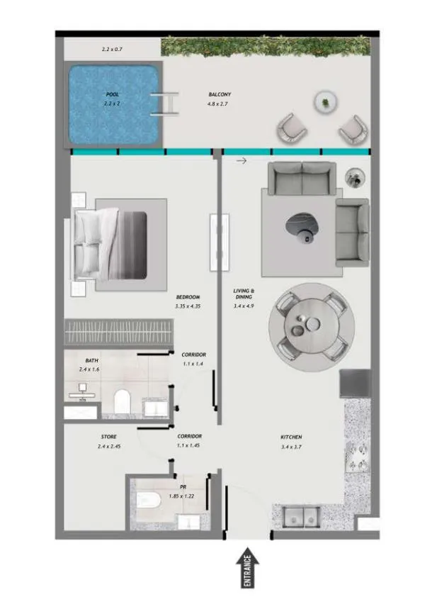 1 bedroom layout