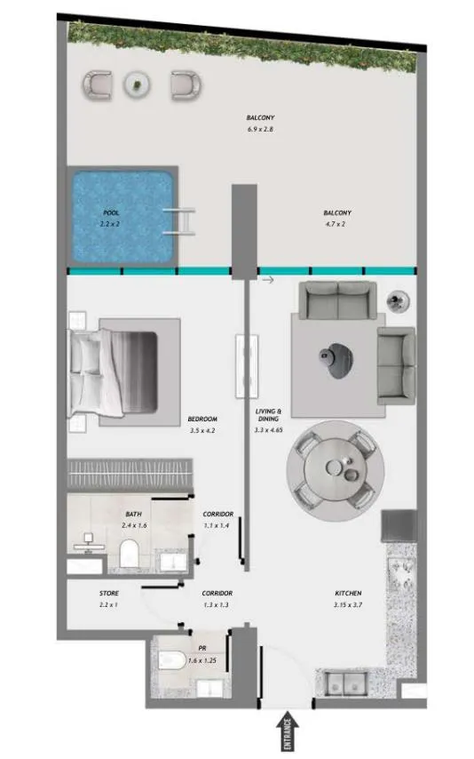 1 bedroom layout