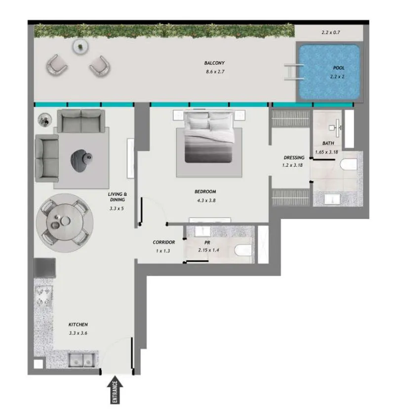 1 bedroom layout