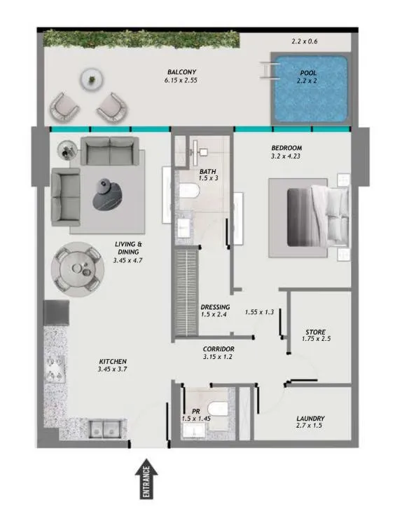 1 bedroom layout