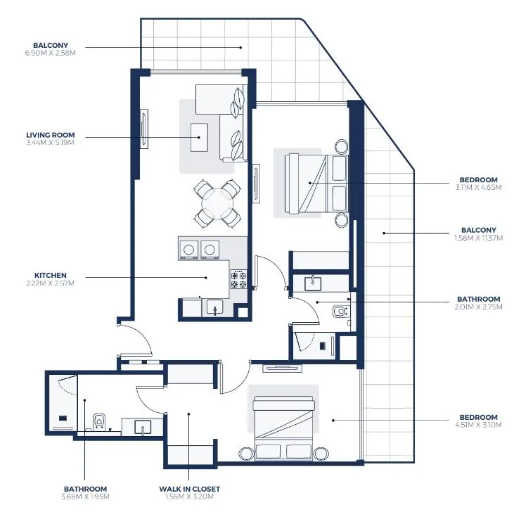 2 bedroom layout