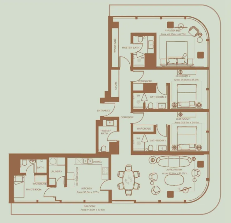 3 bedroom layout