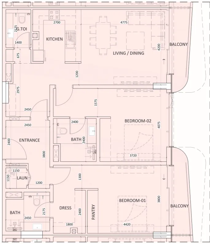 2 bedroom layout