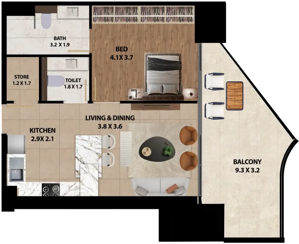 1 bedroom layout