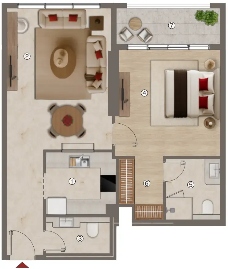 1 bedroom layout