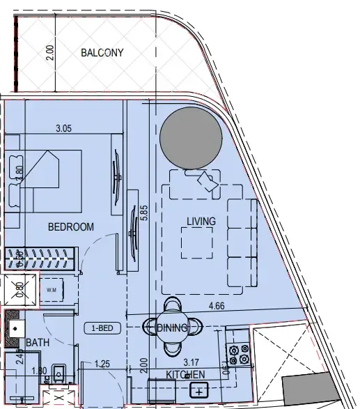 1 bedroom layout
