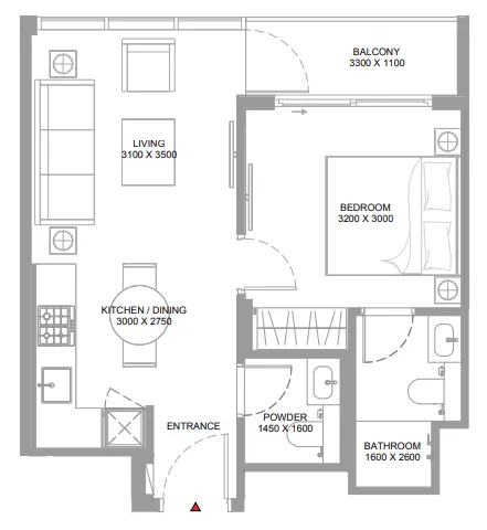 1 bedroom layout