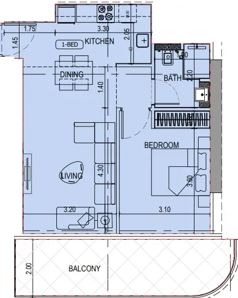 1 bedroom layout
